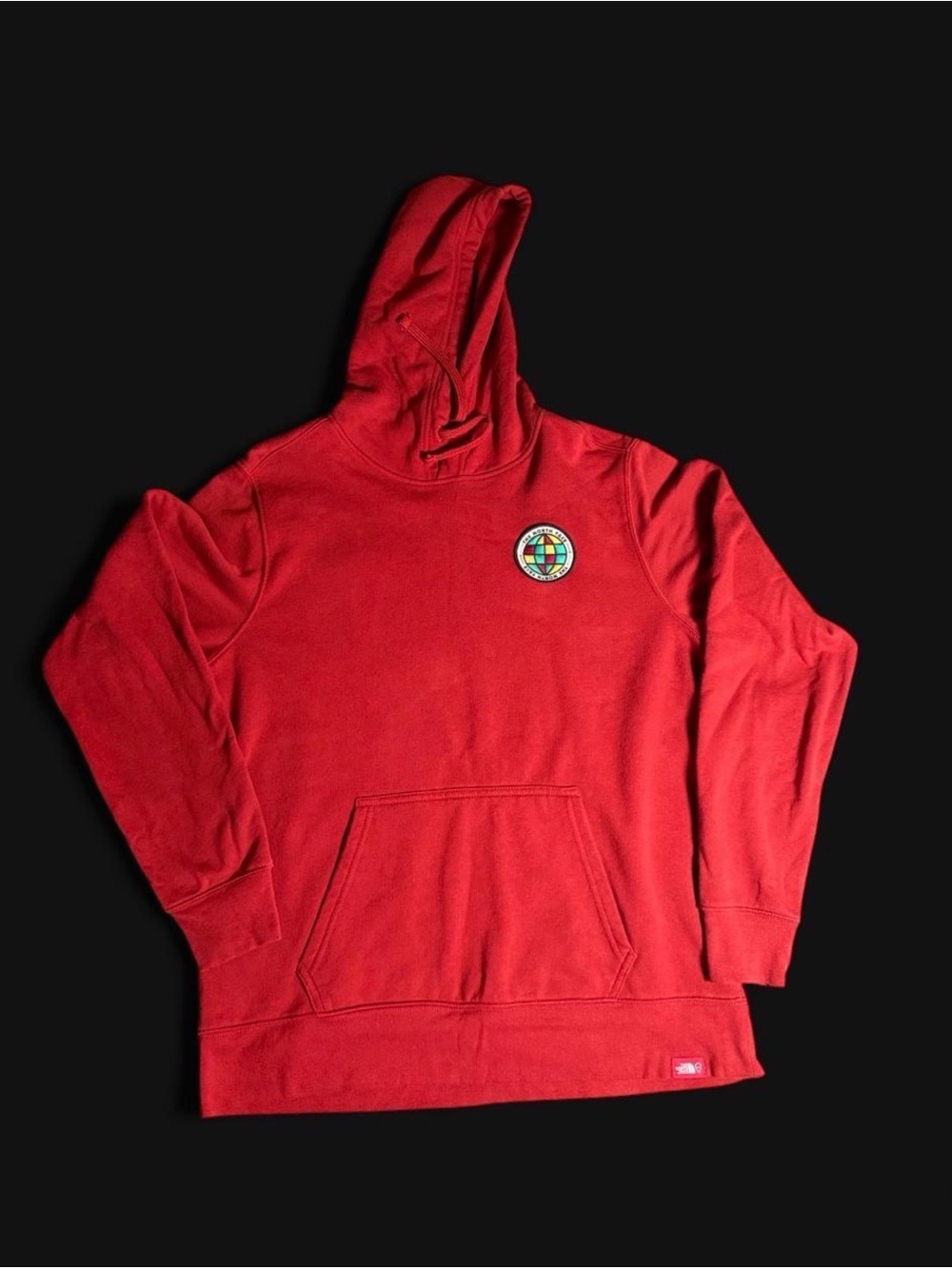 The North Face Red Pullover Hoodie with Circular Chest Patch